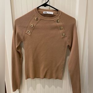 zara brown long sleeve sweater